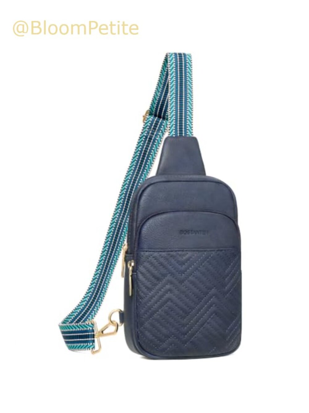 Quilted Vegan Leather Sling Bag Crossbody Fanny Pack Adjustable Guitar Strap